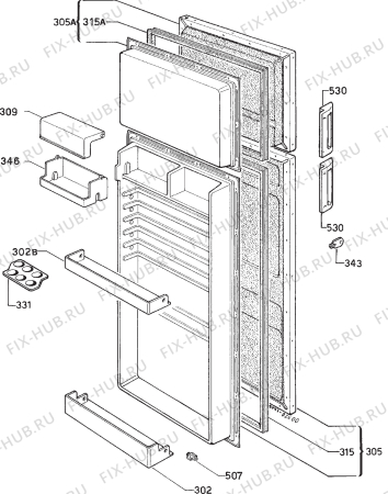 Взрыв-схема холодильника Zoppas PTD23W - Схема узла Door 003